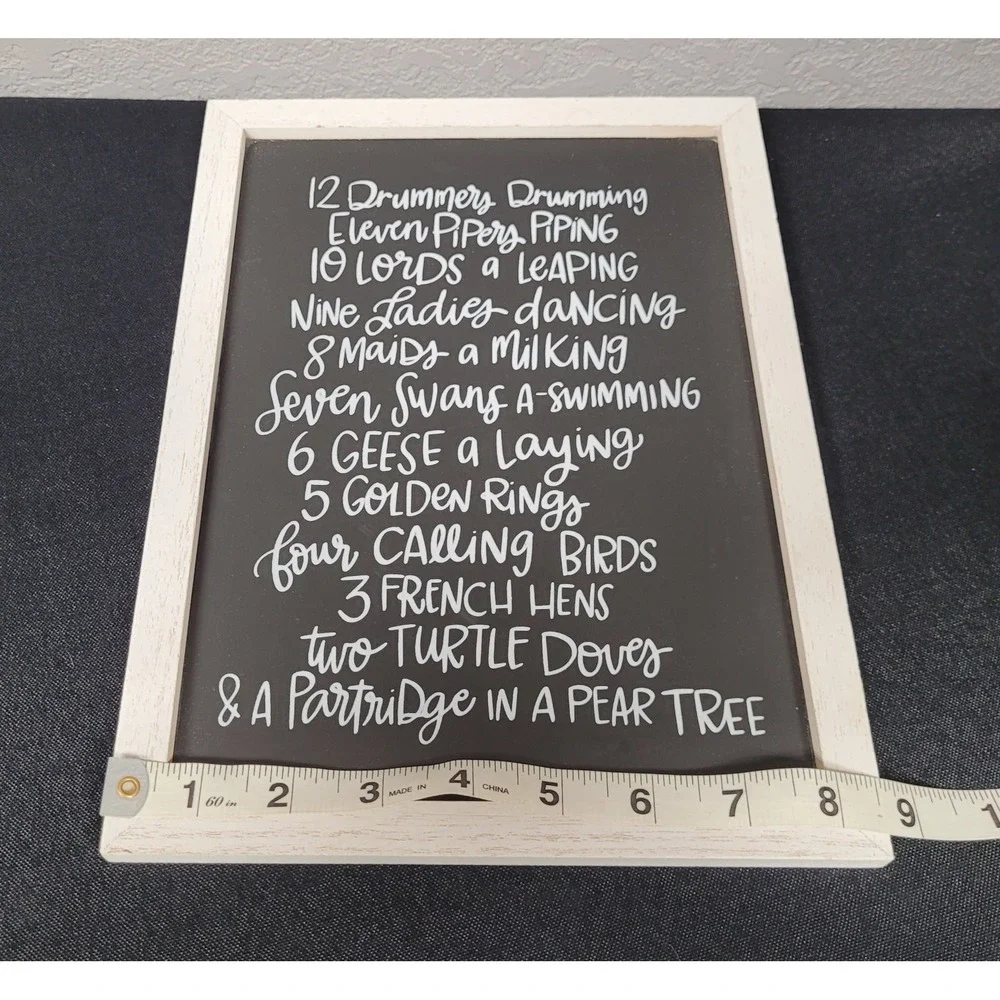 The Twelve Days of Christmas Hanging Sign Chalkboard Style Christmas Decor 9x11
